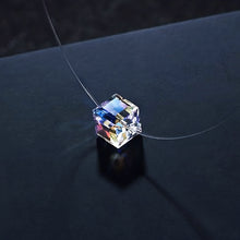 Load image into Gallery viewer, Floating Crystal Tesseract Cube Stretch Necklace {18" Invisible Cord}