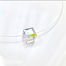 Load image into Gallery viewer, Floating Crystal Tesseract Cube Stretch Necklace {18" Invisible Cord}