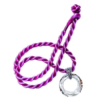 Load image into Gallery viewer, *LIMITED* 30mm Cosmic Ring Necklace | SILVERY {Magenta Braided Cord}