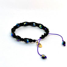 Load image into Gallery viewer, Jet AB Crystal Single-Strand *Macrame* Bracelet
