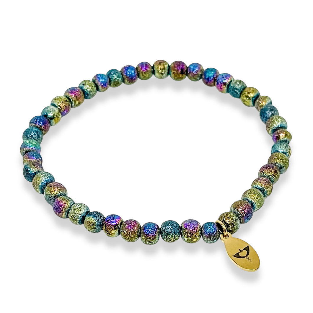 Boho Rainbow Glitter Glass Stretch Anklet | LIMITED EDITION