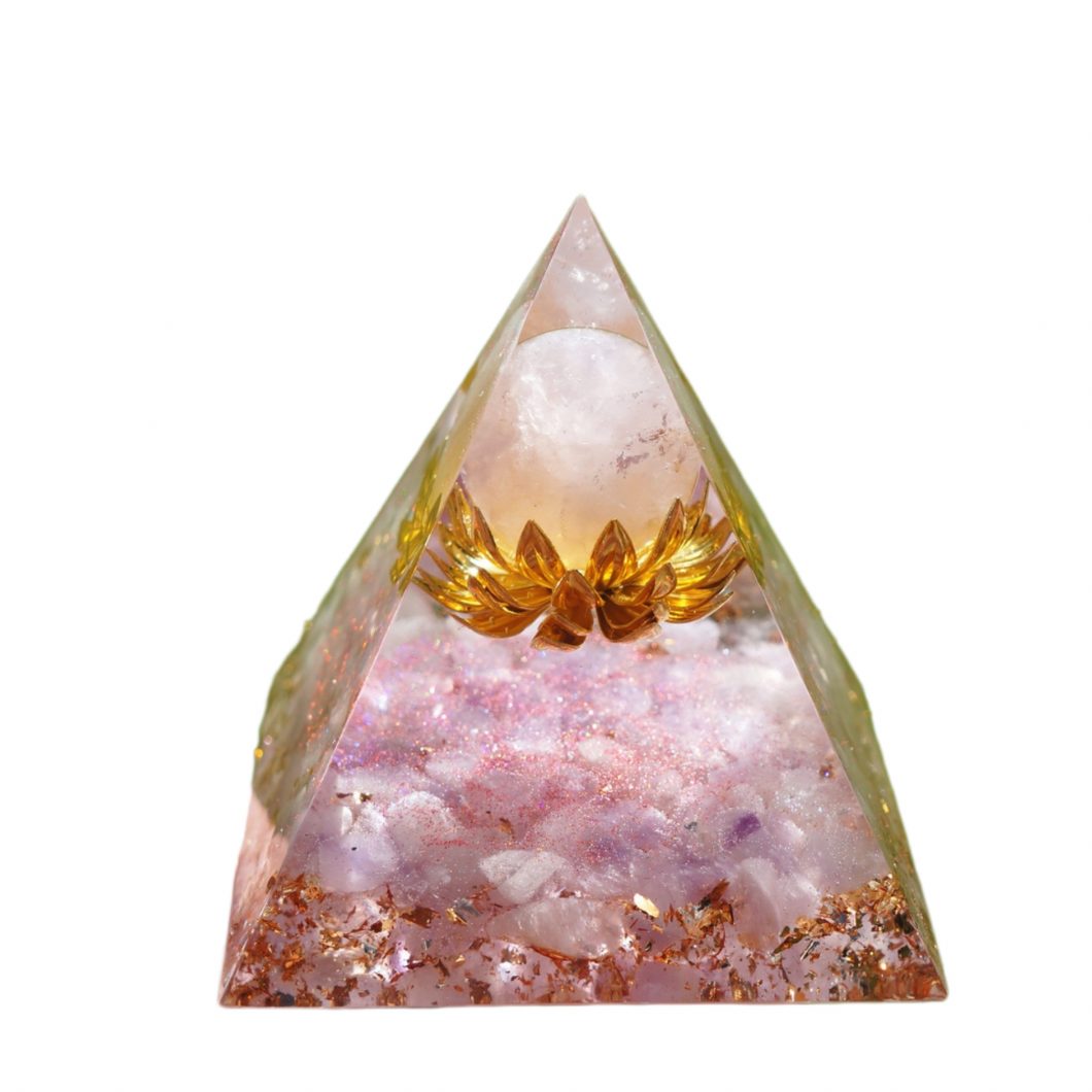 Pyramid | Rose Quartz Copper Flower