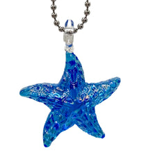 Load image into Gallery viewer, Iridescent Blue Glass Starfish Necklace

