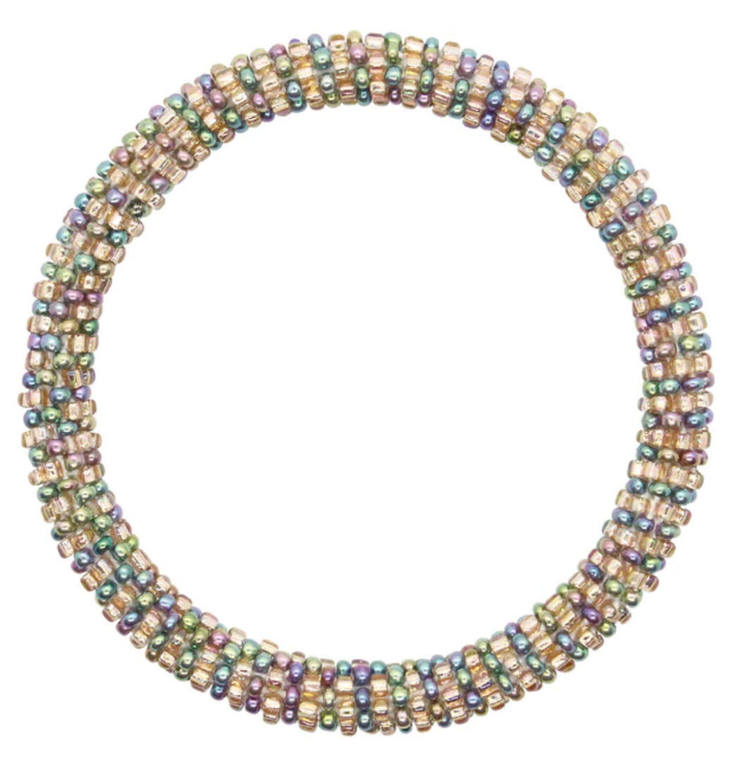 Interstellar Iridescence | Roll-On Glass Bead Bracelet | {Large 7.5