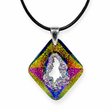 Load image into Gallery viewer, Rainbow Crystal Geode Necklace | Black Wax Cord
