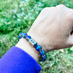 Nirvana Plus Aura Stretch Bracelet | Mystic Blue {SILVER}