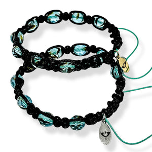 Turquoise Crystal Single-Strand *Macrame* Bracelet