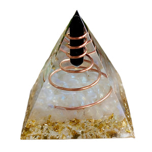 Pyramid | Moonstone + Obsidian Spiral