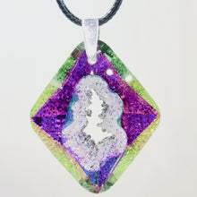 Load and play video in Gallery viewer, Rainbow Crystal Geode Necklace | Black Wax Cord

