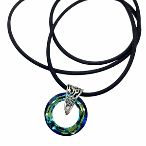 *LIMITED EDITION* 20mm Cosmic Ring Necklace | BERMUDA BLUE {Black Silicone Cord}