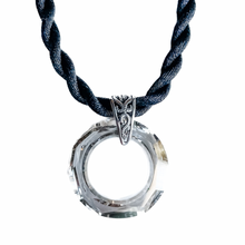 Load image into Gallery viewer, *LIMITED EDITION* 30mm Cosmic Ring Necklace | SILVERY {Black Braided Cord}
