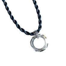 Load image into Gallery viewer, *LIMITED EDITION* 30mm Cosmic Ring Necklace | SILVERY {Black Braided Cord}
