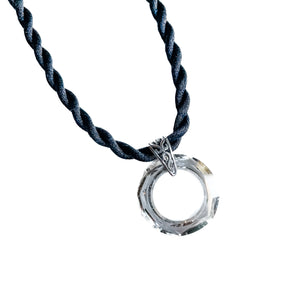 *LIMITED EDITION* 30mm Cosmic Ring Necklace | SILVERY {Black Braided Cord}